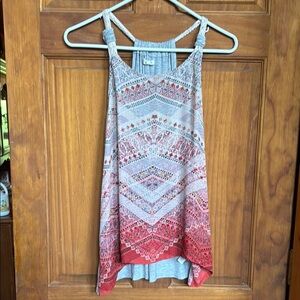 Maurices Asymmetrical Blue and Red Sleeveless Tank Top